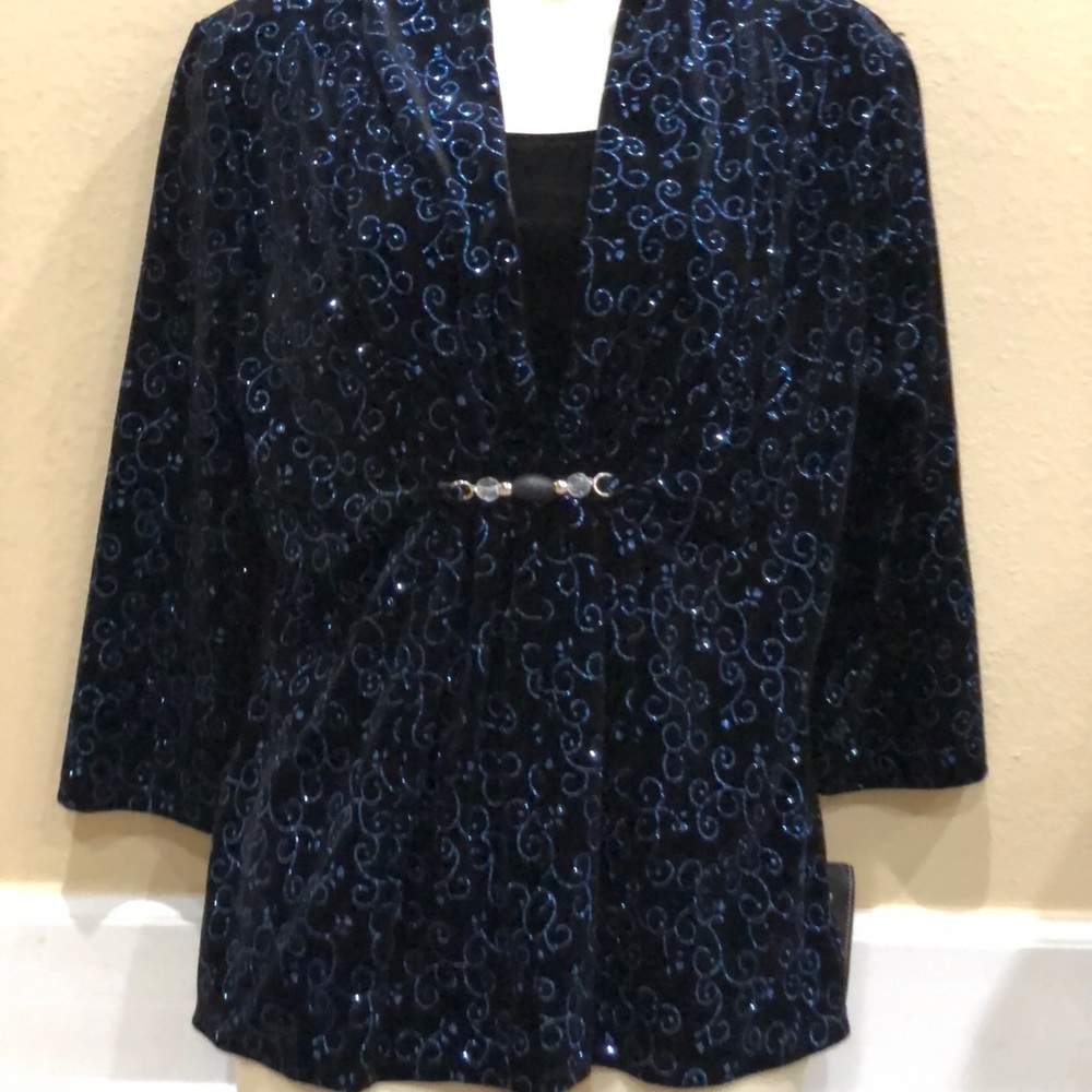 Elements sapphire blue velvet shimmer top!😍 - Picture 3 of 4